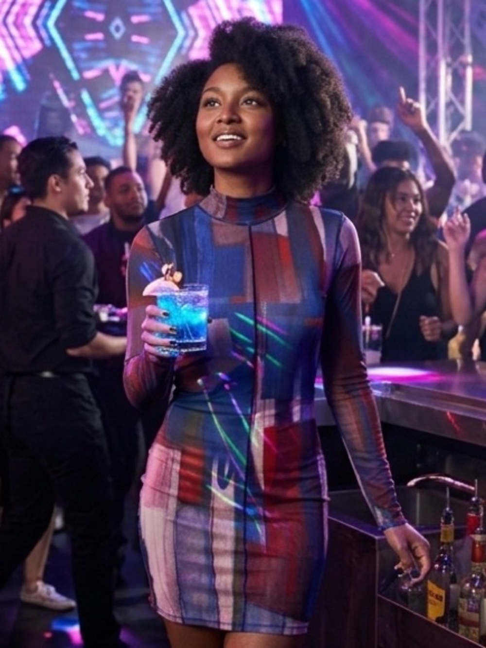 Multicolor Abstract Print Long Sleeve Mini shift Dress Extra SMALL - Picture 9 of 9